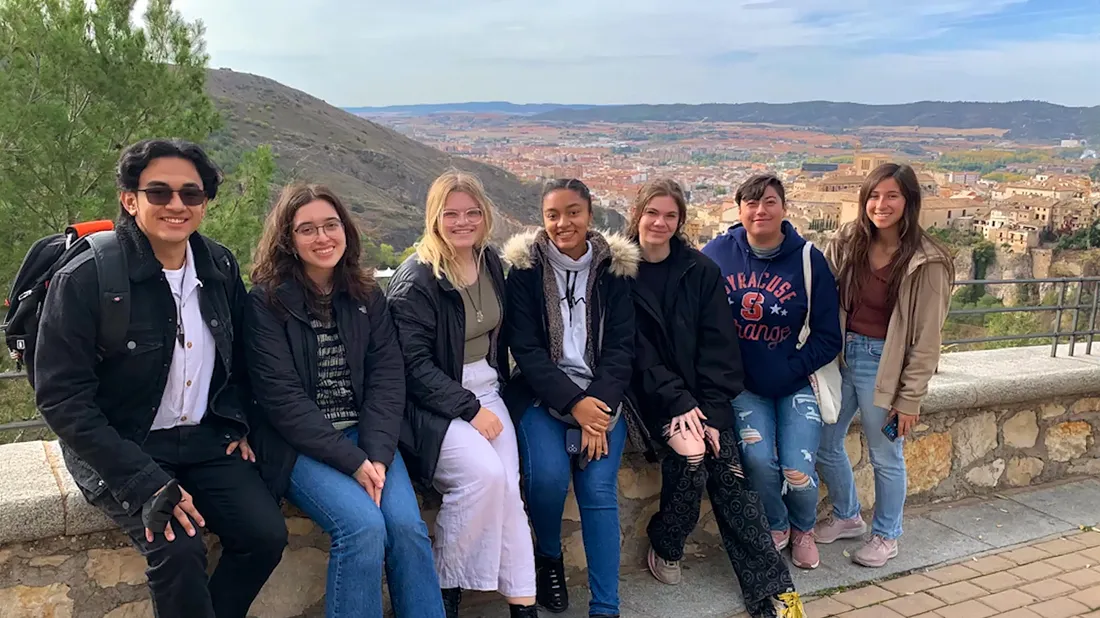 Rylee Smith sitting wit friends on a trip to Cuenca, Spain.