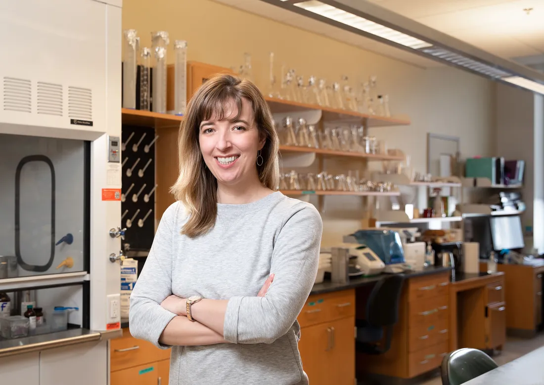 Heidi Hehnly pictured in her research lab.